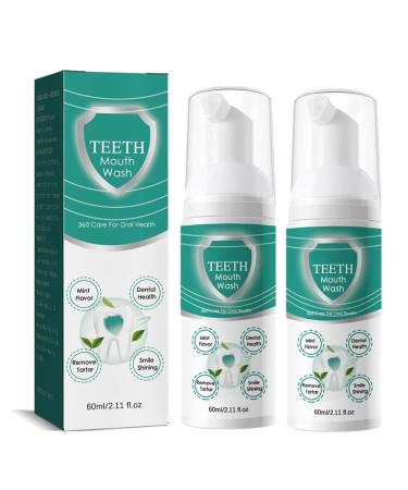 2Pcs Awzlove Teeth Total Care Mouthwash Teeth Whitening Mouthwash Teeth Whitening Mousse Foam Refreshing Breath Deep Cleaning Teeth