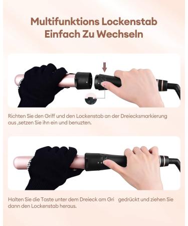 CCKeyin 4-in-1 Curling Iron Set - Multifunctional Ceramic Curling Iron Kit with Attachments for Large & Small Curls - Pink - Buy Online on GoSupps.com