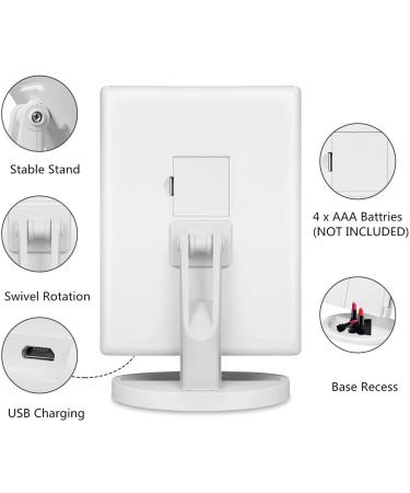 Infitrans 3-Fold Lighted Vanity Makeup Mirror 1X/2X/3X Magnification | 21 LED Bright Table Mirror with Touch Screen | 180 Adjustable Rotation | Portable Travel Cosmetic Mirror - White - Buy Online on GoSupps.com