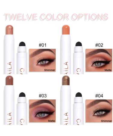 6PCS Matte & Shimmer Eyeshadow Stick Set | Creamy & Waterproof | Highlighting Pigmented Eye Shadow Pencils | Includes 2PC Double End Brush - Buy Online on GoSupps.com