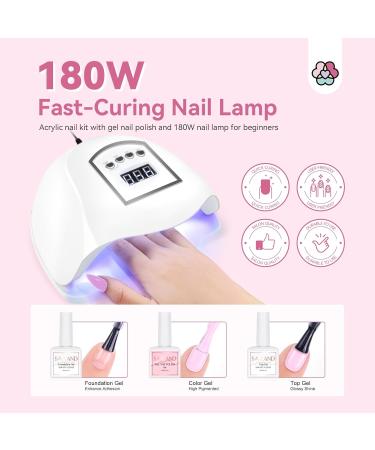 Saviland Acrylic Nail Kit for Beginners | Complete Nail Tools with Keratin Powder Castor Oil Gel Polish & 180W Nail Lamp - Buy Online on GoSupps.com