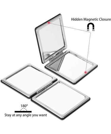 YTLX Compact Makeup Mirror 1x/2x Magnifying Foldable Cosmetic Mirror - Portable Black Vanity Mirror for Men and Women - Buy Online on GoSupps.com