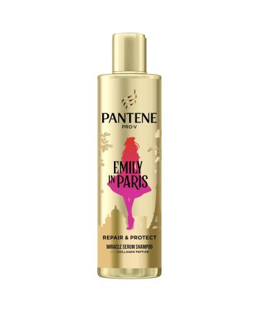 Pantene x Emily in Paris Repair & Protect Limited Edition Shampoo Serum 250ml. Nourishes dry and damaged hair. Enriched with Pro-V Nutrients and Collagen Peptides
