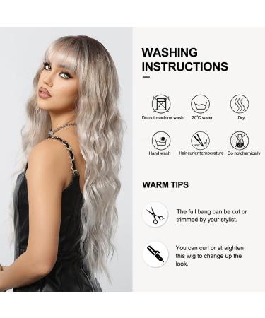 Oefei Long Ombre Bright Blonde Wig | Natural Wavy Synthetic Hair | Heat-Resistant Wigs for Women - Perfect for Daily Wear Parties & Cosplay - Buy Online on GoSupps.com