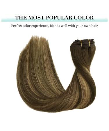 Doores Clip-In Extensions | Real Remy Hair Balayage Chocolate Brown to Caramel Blonde | 50cm 20 Inch | 7 Pieces 120g Natural Hair Extensions - Buy Online on GoSupps.com