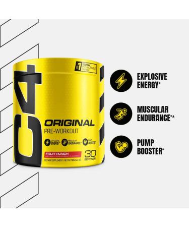 Cellucor C4 Original Pre Workout Powder Fruit Punch - Sugar Free Energy Boost with Vitamin C & Immune Support - 30 Servings (Pack of 1) - Buy Online on GoSupps.com