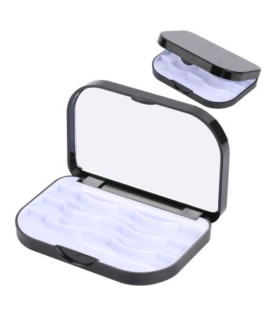 Eyelash Storage Case Lash Mirror Eyelashes Storage Box Cosmetic Case with Mirror 3 Layers Eyelash Storage Case Organizer Empty Eyelashes Storage Box for Travel Eye Lash Organizer Store(Black)