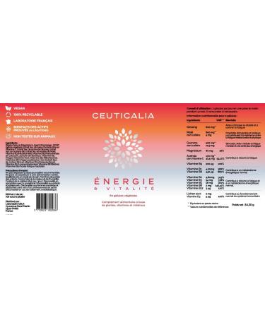 Energy and Vitality Supplement - Boost Energy - Anti Fatigue and Exhaustion - For Adults - Ginseng Guarana Mate Acerola Magnesium Vitamins D and B - 60 Capsules - 30 Days - Buy Online on GoSupps.com