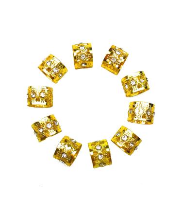 Hyamass 30pcs Rhinestone Gold Dreadlocks Beads Hair Jewelry - Metal Hair Rings for Braiding Decoration - Buy Online on GoSupps.com