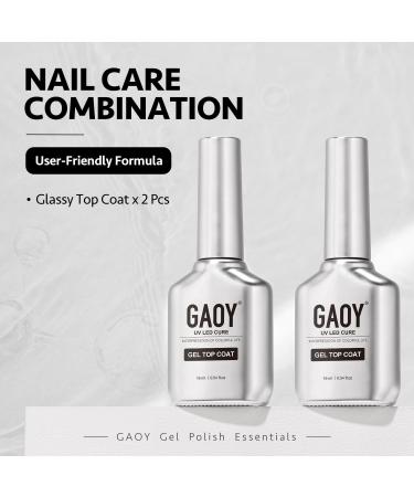 Buy GAOY 2 Pcs No Wipe Gel Top Coat 16ml - Glossy Finish UV Light Cure Gel Nail Polish - International Shipping Available - Buy Online on GoSupps.com