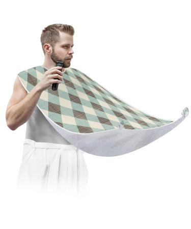 Beard Bib Apron Beard Bib Hair Catcher for Men Shaving and Trimming Non-Stick Waterproof Beard Cape Grooming Cloth Geometric Line
