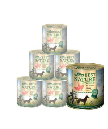 Dehner Best Nature Dog food wet food free of grain for adult dogs salmon / poultry / rice 6 x 800 g can (4.8 kg) adult salmon and poultry with rice 800 g (6 Pack)
