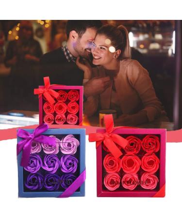 Floral Scented Bath Soap Purple Flower Shaped Flower Bath Soap Plant Essential Oil Rose Soap Set(9 flowers/box) - Buy Online on GoSupps.com