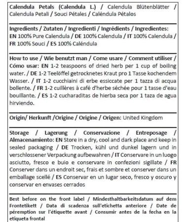 Herba Organica - Calendula Petals Herbal Tea - Calendula L - Marigold Petals - P tales de Calendula Tisane (50g) - Buy Online on GoSupps.com