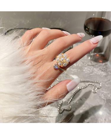 Bridal Pearl Flower Knuckle Ring | Adjustable Crystal Wedding Jewelry - Buy Online on GoSupps.com