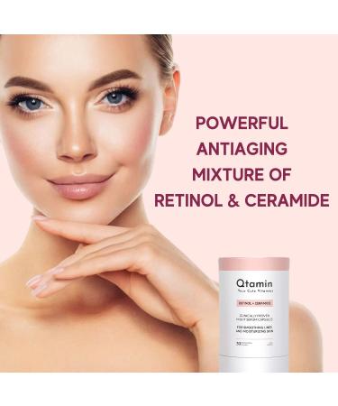 Qtamin Retinol Capsules with Ceramide 30 Count - Anti Wrinkle Skin Care for Aging Resurfacing - Deep Wrinkle Removal Serum for Brightening & Moisturizing Skin - Buy Online on GoSupps.com