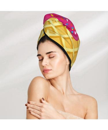 Red Ice Cream Microfiber Hair Towel - Soft Super Absorbent Quick Dry Wrap for Long Curly & Thick Hair - Buy Online on GoSupps.com