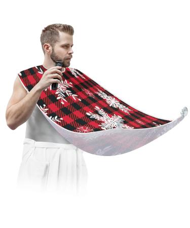 Beard Bib Apron Beard Bib Hair Catcher for Men Shaving and Trimming Non-Stick Waterproof Beard Cape Grooming Cloth Christmas Snowflake Plaid