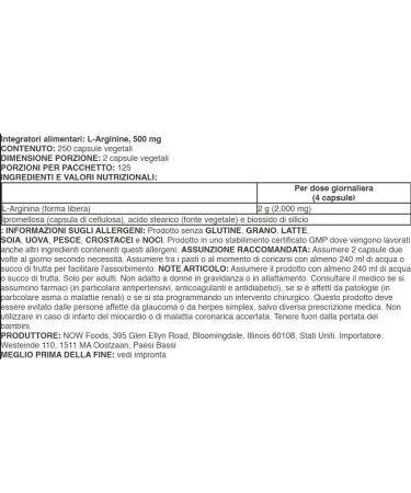 Now Foods L-Arginine 500mg - 250 Vegan Capsules | Premium Amino Acid Supplement for Optimal Health - Buy Online on GoSupps.com