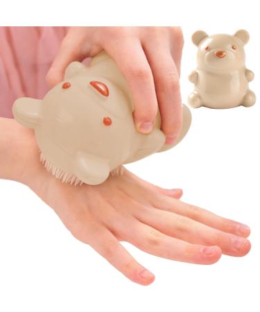 Bear Nail Brush Bear Finger Nail Brush Adorable Bear Soft Stiff Bristles Scrubber Gently Cleans Kid's Nails Easy To Grip Soft Bristles Bear Nail Brush For Nails And Toes Children- Easy To Grip Beige