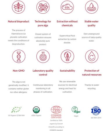 Organic Astaxanthin Oil 8mg - Pure & Natural - 60 Capsules - Carrageenan Free - Super Antioxidant - Premium Algamo Oil - UK Made - EU Source - Buy Online on GoSupps.com