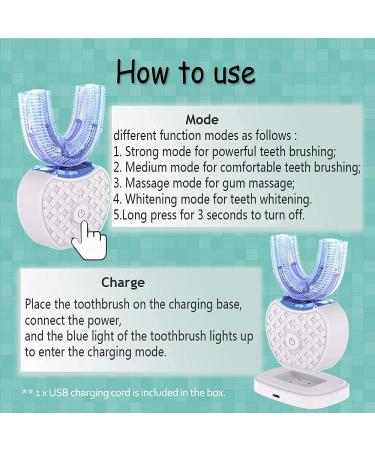 Ultrasonic Automatic Toothbrush AutoToothbrush for Adult 360 Auto Toothbrush Electric Teeth whitening Brush 360 Sonic Toothbrush for Adult with Timer & Wireless Charging (White) - Buy Online on GoSupps.com