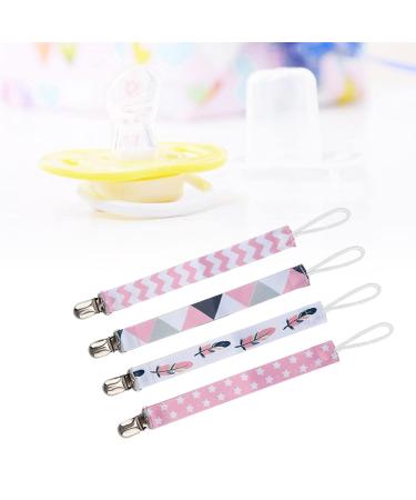 4 Pack Baby Pacifier Clip Chain - Cotton Strap Soother Hook for Toddlers & Kids - Buy Online on GoSupps.com