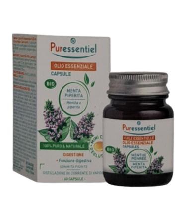 Puressentiel Capsules d huile essentielle de Menthe poivr e BIO HEBBD 100 pourcent pure et naturelle Go t Neutre 60 mini-capsules 60 unit (Lot de 1)