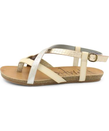 Blowfish Malibu Women's Granola Synthetic Flat Sandal 4 UK Gold Dile Silvermoon White - Buy Online on GoSupps.com