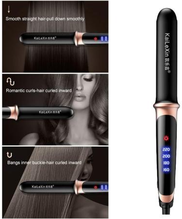 Curling Iron Professional Hair Curling Wand Dual Use Hair Straightener Roller Four-Gear Temperature Control Heat Curler LCD Temperature Adjustable Styling Tool Hair Straigh BY ZZYY (Color : Black) - Buy Online on GoSupps.com