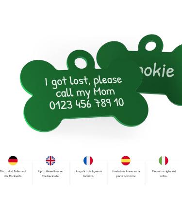 Custom Engraved Green Dog Tag Bone 32mm | Personalize & Get 2 Free Key Rings - Shop Internationally! - Buy Online on GoSupps.com