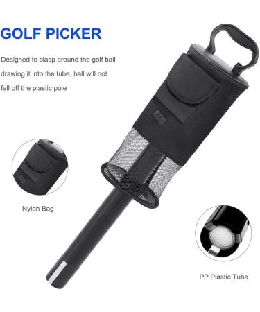 Golf Ball Collector Bag with Detachable Ball Retriever - Holds 75 Balls, Scooping Device & Storage Bag - Black - Buy Online on GoSupps.com