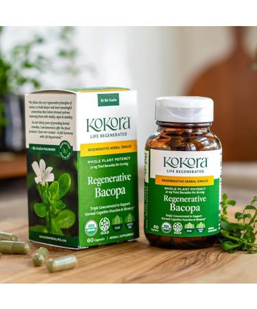 kokora Regenerative Bacopa - Organic Adaptogenic Bacopa Supplement - Cognitive Function Memory Support* - 60 Capsules - 30 Servings - Buy Online on GoSupps.com