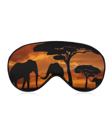 Africa Elephant Sunset Landsacpe Sleep Mask Eye Cover for Sleeping Blindfold with Adjustable Strap Blocks Light Night Travel Nap for Men Women
