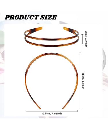 2-Pack Non-Slip Plastic Headbands for Women - Double Row Teeth Hair Hoops in Black & Brown - Simple and Chic Hair Accessory - Buy Online on GoSupps.com