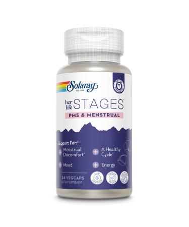 Solaray PMS & Menstrual her life STAGES - PMS Support Supplement for Women with Cramp Bark Vitex Chasteberry - Made Without Hormones - 60-Day Guarantee - Vegan Lab Verified - 24 Servings 24 VegCaps