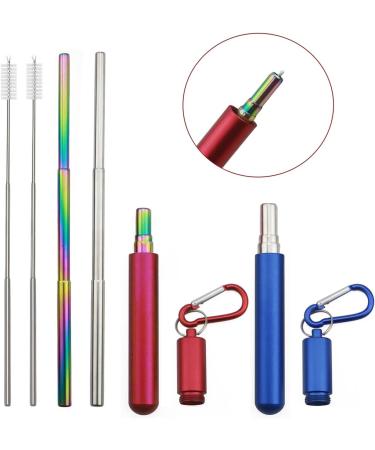FJZFXKZL Straws Reusable Metal Straws Foldable Stainless Steel Straws Portable Keychain Telescopic Travel with Cleaning Brush Straws Straw (Color : Black-Black) - Buy Online on GoSupps.com