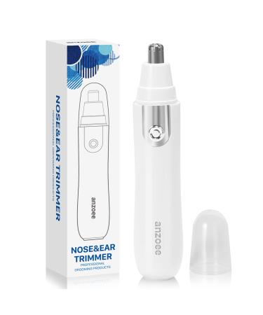 2022 Upgraded Nose Hair Trimmer ,Nose Ear Trimmer for Men Women , Eyebrow and Facial Hair Removing Trimmer Clipper, Battery-Operated Dual- Edge Blades , Hair Trimmer with Waterproof (White)