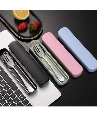 Portable Stainless Steel Cutlery Set Spoon Fork Chopsticks Three Piece Set Student Cutlery Set Blue - Buy Online on GoSupps.com