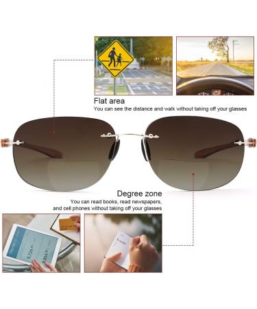Rimless Bifocal Reading Glasses - UV400 Sunglasses Blue Light Blocking Lightweight Sun Readers for Men & Women - Perfect for Outdoor Driving & Safety - Tinted Lens Eyewear 3.0 - Buy Online on GoSupps.com