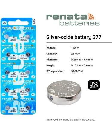 Renata 377 SR626SW Batteries | 1.55V Silver Oxide Watch Battery (10 Count) - Long-lasting Power for Your Watches - Buy Online on GoSupps.com