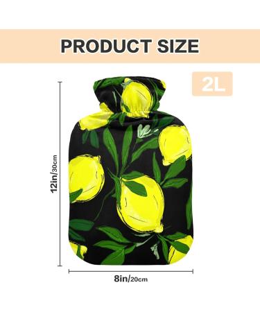Hot Water Bottle with Lemon Leaves Cover - 2L Pain Relief & Heat Therapy Bag - Buy Online on GoSupps.com
