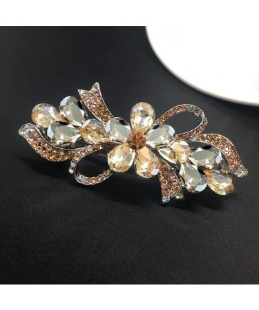 fdsmall Small Hair Barrettes Clips Flower Bow Design Crystal Diamond Hairpin Hair Accessories Hair Clips - Champagne