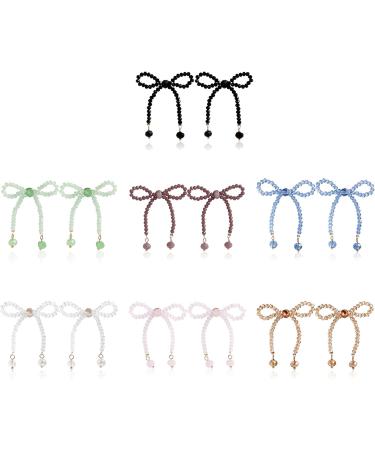 ROYALEAD Handmade Crystal Beads Bowknot Earrings Vintage Butterfly Bow Dangle Earrings Ear Studs for Women Girls Party Jewelry Green - Buy Online on GoSupps.com