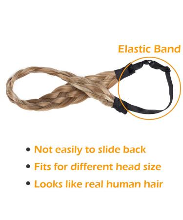 Buy Silk-Co Women's 5-Strand Blond Braided Hair Band | Vintage Elastic Headband for Weddings | Chestnut & Bleaching Blonde Hair Extensions - 3.8cm Wide - Buy Online on GoSupps.com