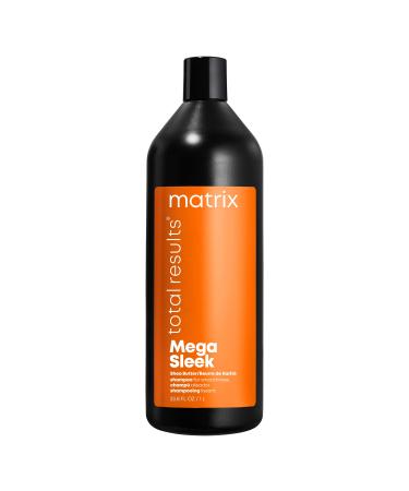 MATRIX Total Results Mega Sleek Shampoo | Controls Frizz & Smooths Hair | With Shea Butter | For Unruly Hair 33.8 Fl Oz (Pack of 1)