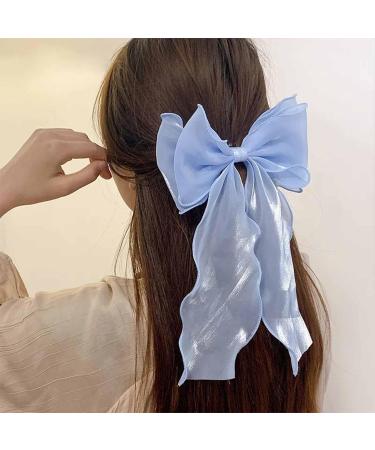 Aneneiceera Vintage Silk Bow Hair Clip Silk Chiffon Bowknot Hair Bow Clip Blue Tulle Bow Hair Barrette Chiffon Long Tail Bow Clips Long Bow Tail Headpieces Decorative Hair Accessories for Women Girls - Buy Online on GoSupps.com