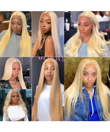 24 inch 613 Blonde Lace Front Wig Human Hair 13x4 | 180% Density HD Straight Lace Frontal Wig with Baby Hair | Pre Plucked & Bleached Knots | Glueless & Transparent 10A Quality - Buy Online on GoSupps.com