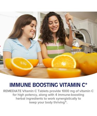 REMEDIATE Vitamin C 1000mg with Citrus Bioflavonoids, Rose Hips, Echinacea & Turmeric - Immune Support - 90 Vegan Tabs - Buy Online on GoSupps.com