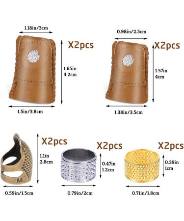 10 Pcs Metal Thimble Set with Leather Finger Protectors - Sewing & Stitching Finger Protection - Buy Online on GoSupps.com